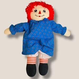 Vintage Applause Classic Raggedy Ann Rag Doll  17" Blue Orange Dress